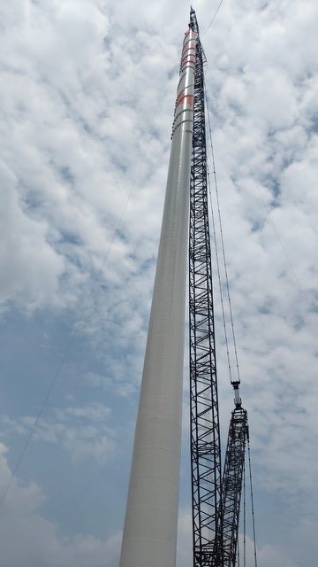 Crew working on turbine installation