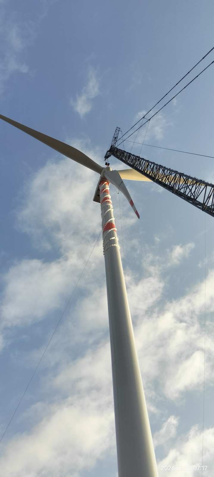 Wind turbine blade close-up during installation